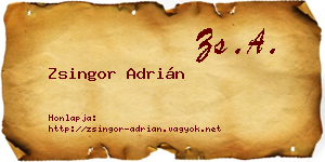 Zsingor Adrián névjegykártya